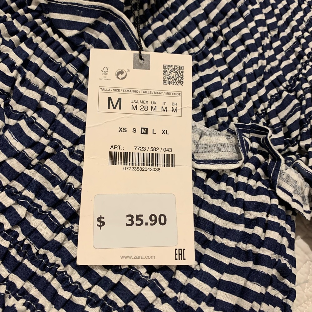 NWT ZARA crop blouse.  Sz Medium. This is gorgeous. Tags on - Picture 15 of 16